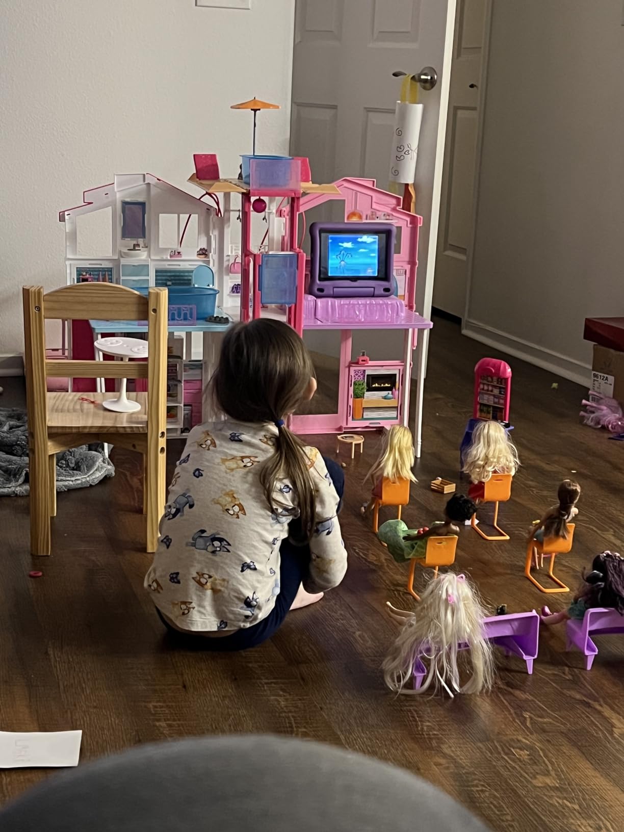Barbie 3-Story Townhouse Dollhouse with Elevator, Swing Chair, Furniture and Accessories, Fold for Portability and Travel customer photo 2