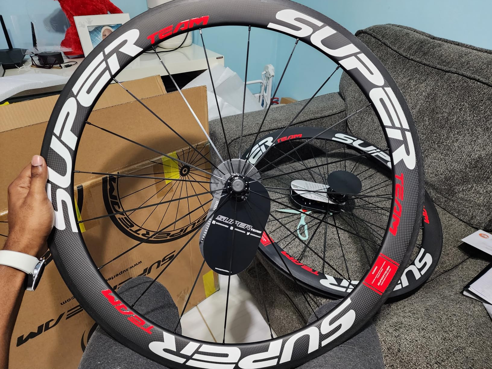 Superteam 50mm Clincher Wheelset 700c 23mm Width Cycling Racing Road Carbon Wheel Decal customer photo 2
