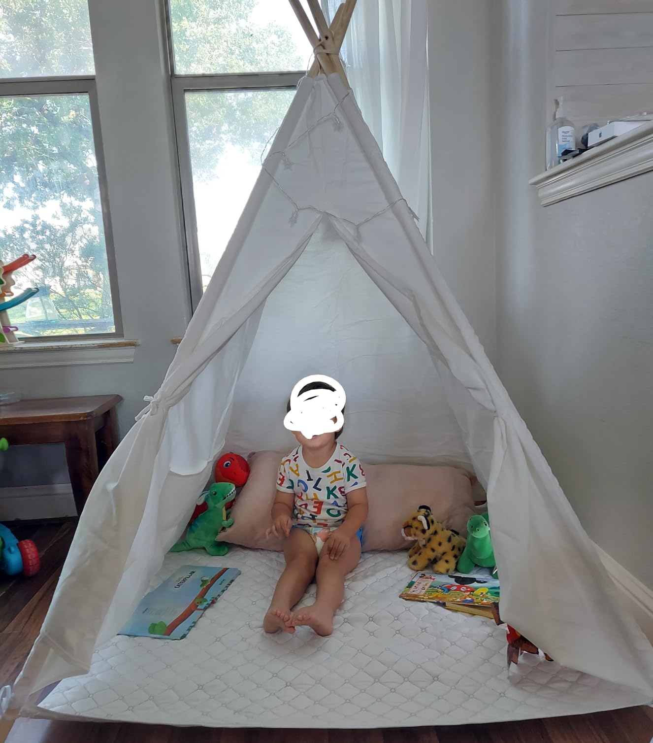 Little Dove Teepee Tent for Kids with Star Lights, Mat & Campfire Toy | Premium Cotton Canvas Play Tent with Carry Bag, Foldable Kids Tent for Reading, Pretend Play & Indoor Adventures, Ideal Gift customer photo 1