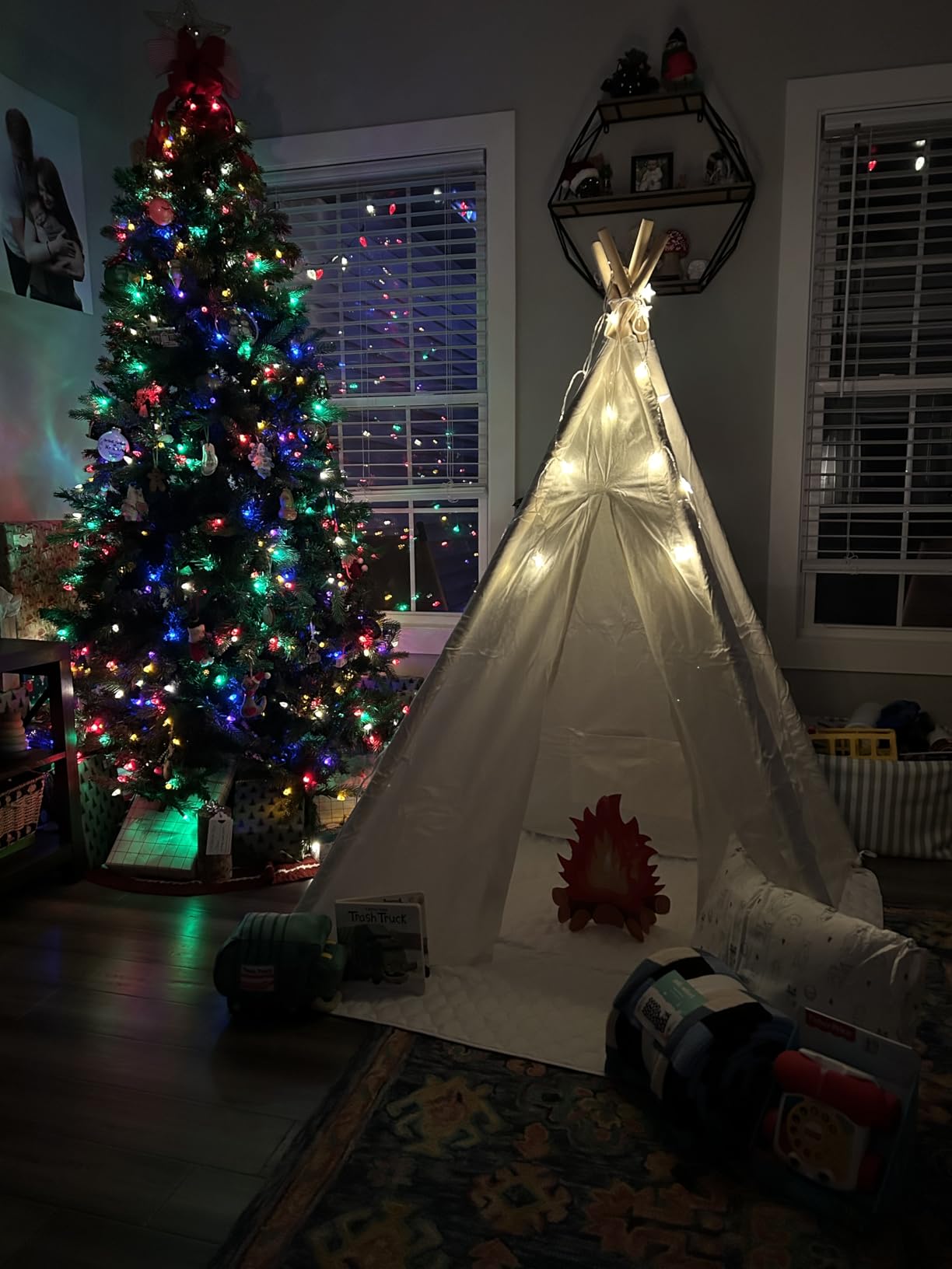 Little Dove Teepee Tent for Kids with Star Lights, Mat & Campfire Toy | Premium Cotton Canvas Play Tent with Carry Bag, Foldable Kids Tent for Reading, Pretend Play & Indoor Adventures, Ideal Gift customer photo 2