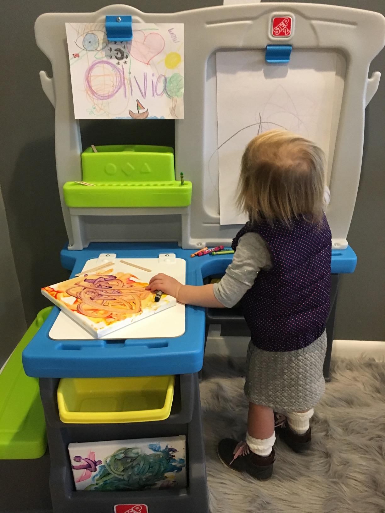 Step2 Great Creations Art Center, Kids Activity Table, Arts & Crafts Desk, Made of Durable Plastic, Includes Bench, For Toddlers 3+ Years Old customer photo 1