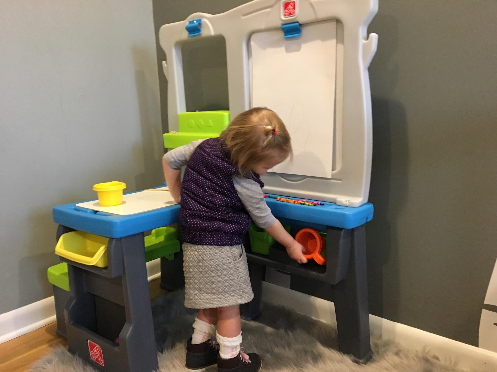 Step2 Great Creations Art Center, Kids Activity Table, Arts & Crafts Desk, Made of Durable Plastic, Includes Bench, For Toddlers 3+ Years Old customer photo 2