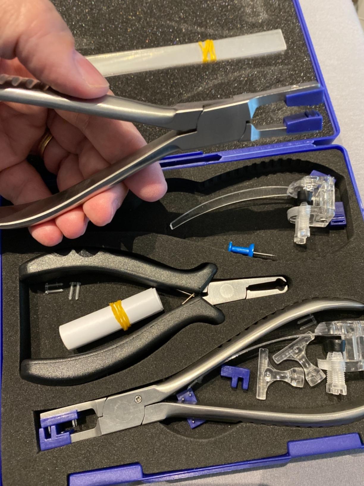 ZJchao Rimless Eye Glass Repairing Kit, Glasses Repair Kit, Eyeglass Repair Pliers, with Pressing Plier, Demolition Plier, Cutting Plier, Spare Jaw, Drilling Holder and so on customer photo 2