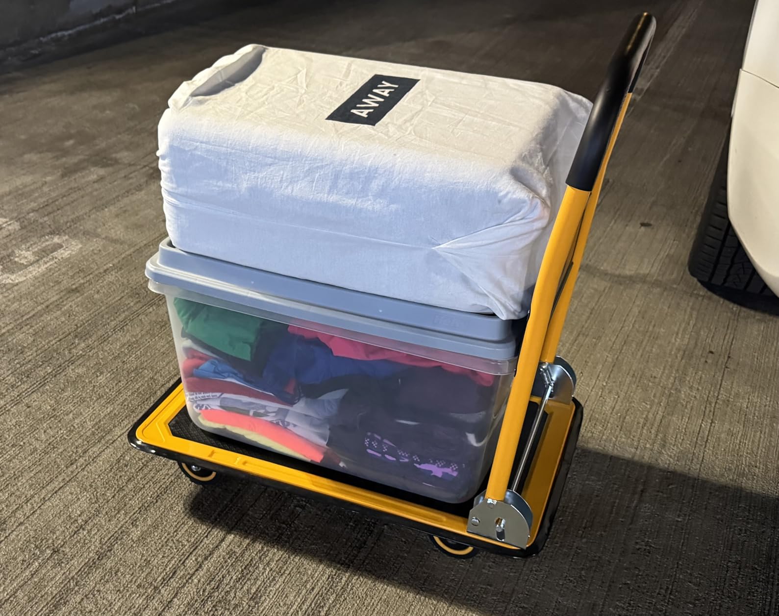 Push Cart Dolly by Wellmax, Moving Platform Hand Truck, Foldable for Easy Storage and 360 Degree Swivel Wheels with 330lb Weight Capacity, Yellow customer photo 2
