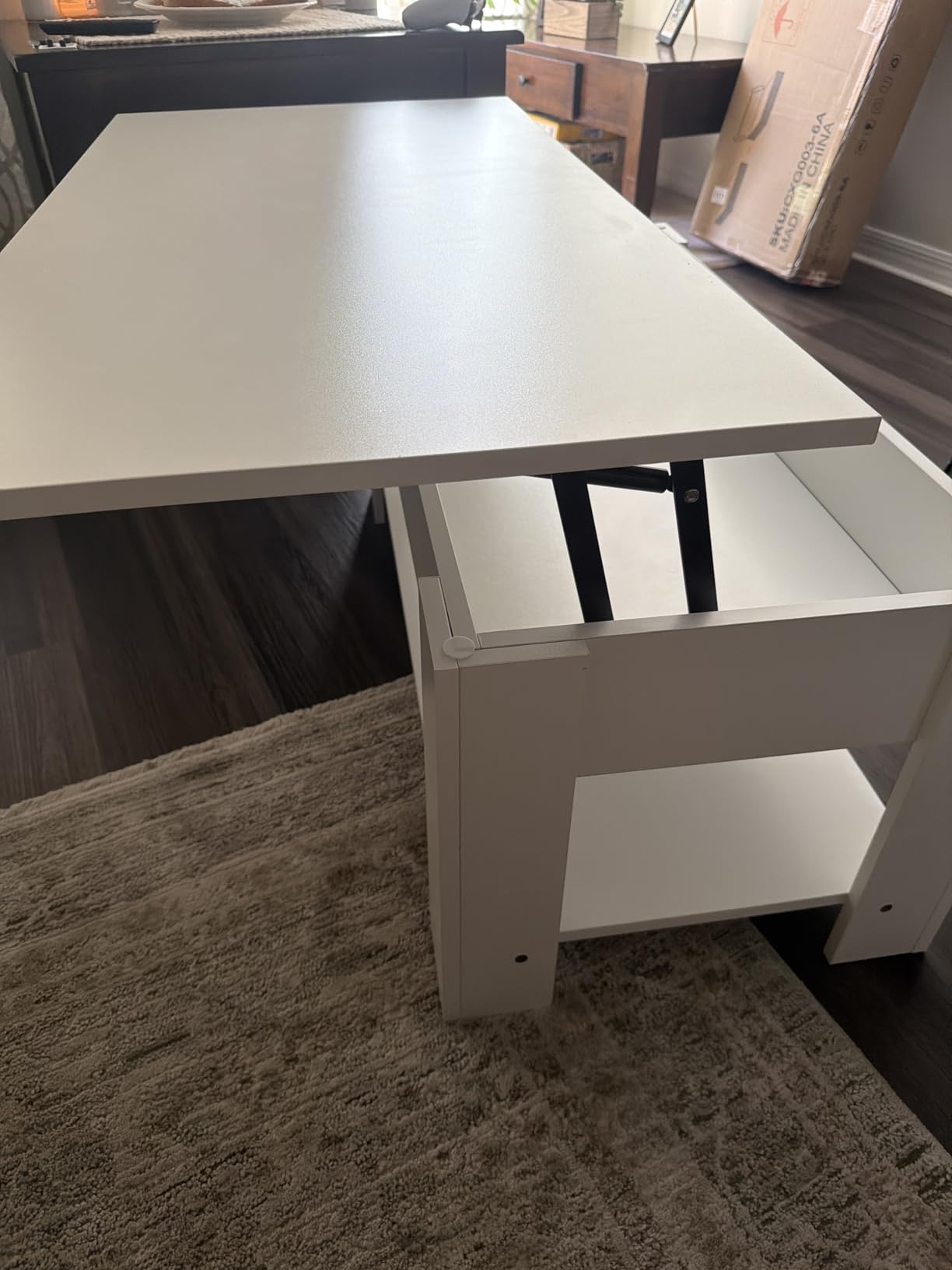 Yaheetech Lift Top Coffee Table with Hidden Compartment and Storage Shelf, Rising Tabletop Dining Table for Living Room Reception Room, 47.2in L, Espresso customer photo 1