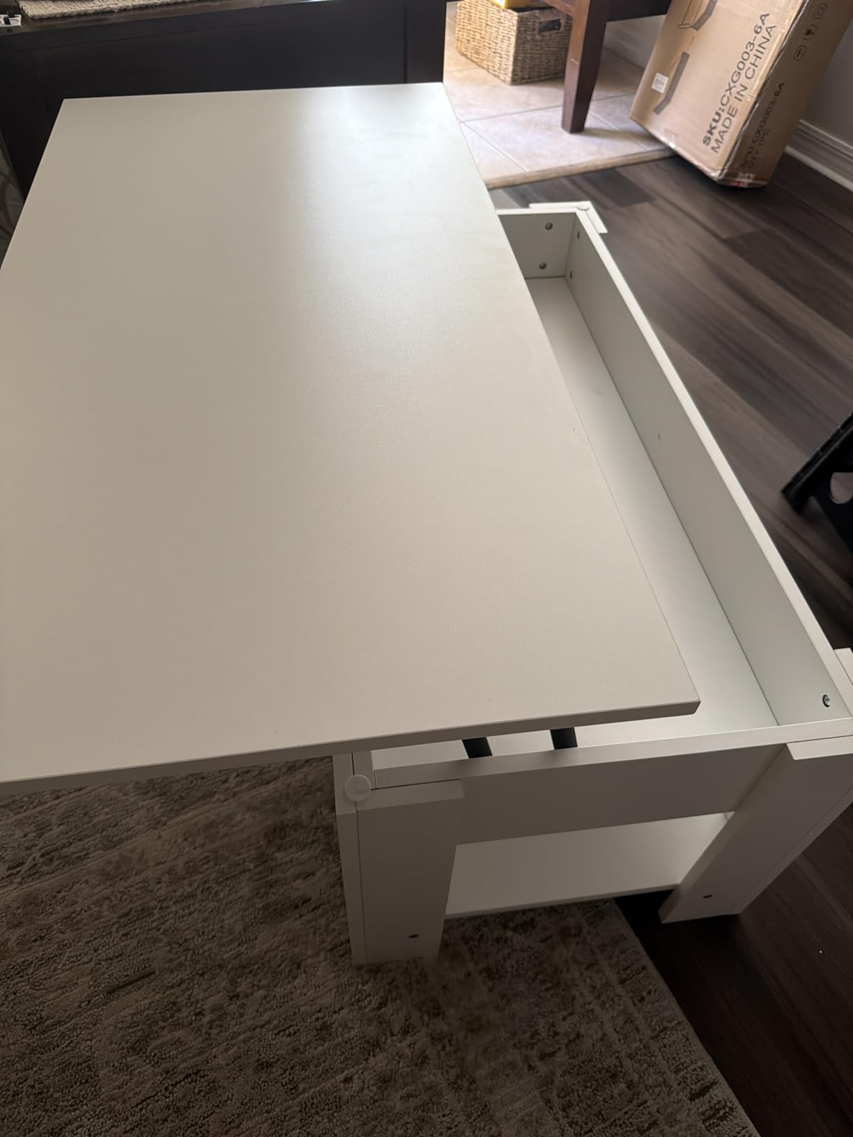 Yaheetech Lift Top Coffee Table with Hidden Compartment and Storage Shelf, Rising Tabletop Dining Table for Living Room Reception Room, 47.2in L, Espresso customer photo 2