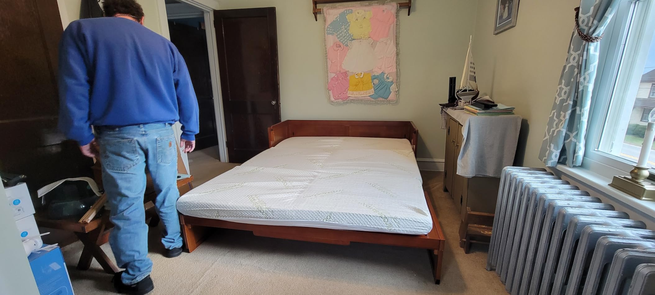 NIGHT & DAY Furniture Murphy Cube Cabinet Bed (Stonewash, Queen) customer photo 2