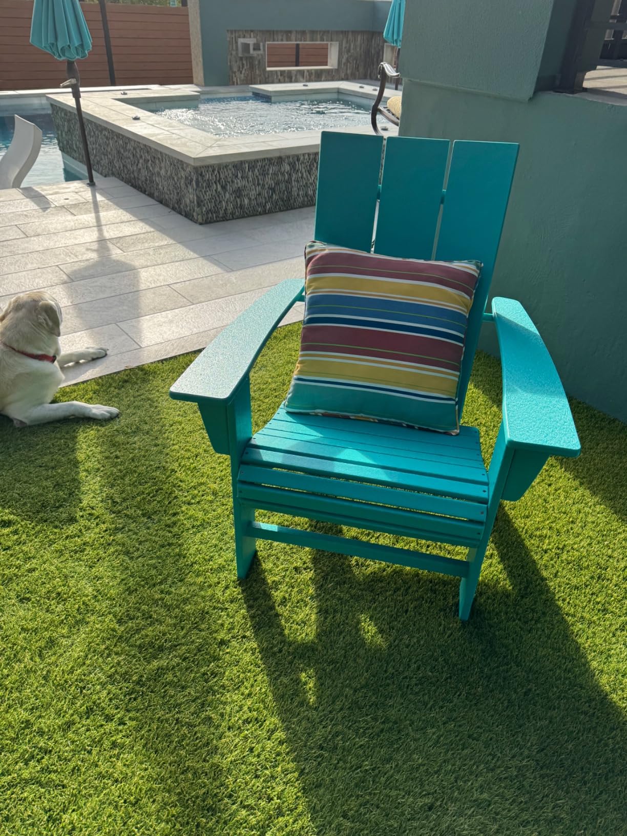 POLYWOOD Modern Curveback Adirondack Chair, Heavy Duty HDPE, Mahogany customer photo 1