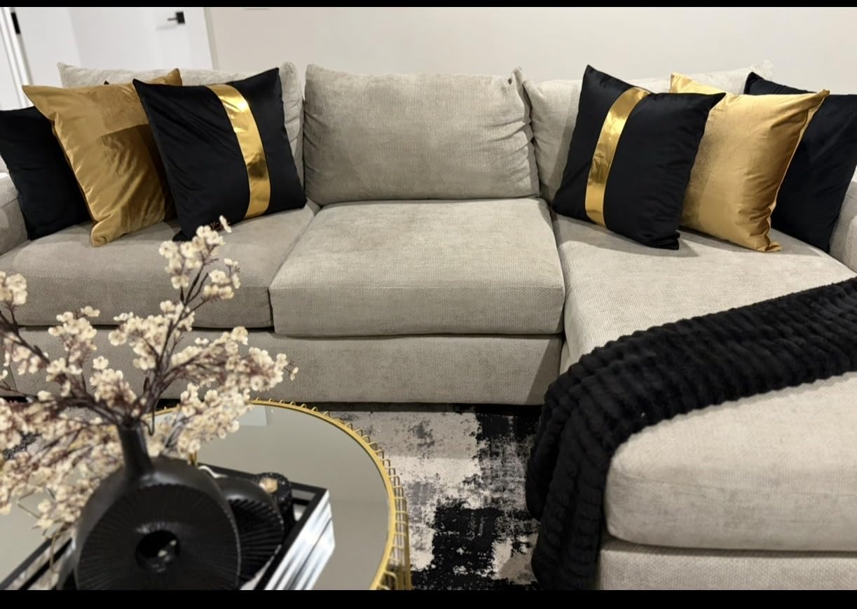 GIGIZAZA Gold Velvet Decorative Throw Pillow Covers, 18x18 Pillow Covers for Couch Sofa Bed 2 Pack Soft Cushion Covers customer photo 2