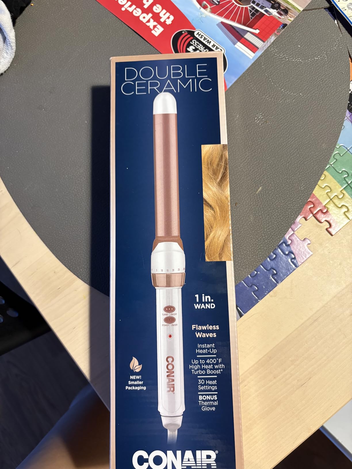 Conair Double Ceramic 1-In. Clamp-Free Curling Wand | Clamp-free double 1-in. ceramic wand styles crease-free beachy waves on short to long hair, White/Rose Gold, CD705L13 customer photo 2