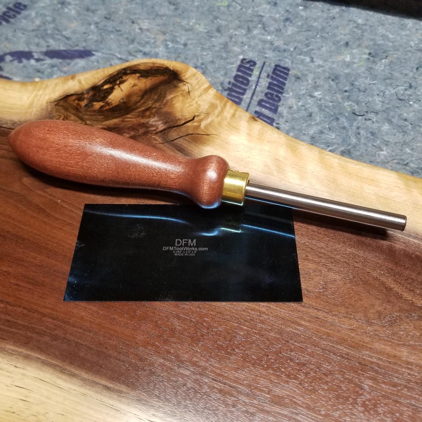 DFM Tool Works Cabinet Scraper Burnisher Tool - with Hard Maple Handle and Super Hard High Speed Steel Rod - Ideal for Card Scraper Burnishing - Made in USA customer photo 2