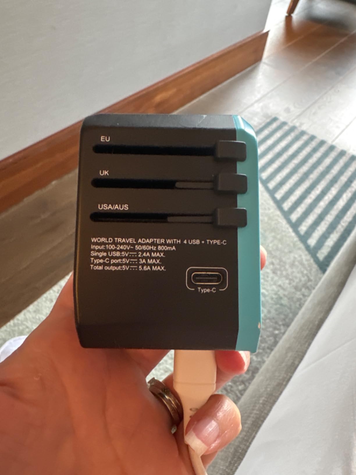 International Plug Adapter, Unidapt Travel Adapter Worldwide - All in one Universal Charger USB Travel Power Adaptor with 5 USB for EU AU UK USA - 160 Countries (Rose Gold) customer photo 2