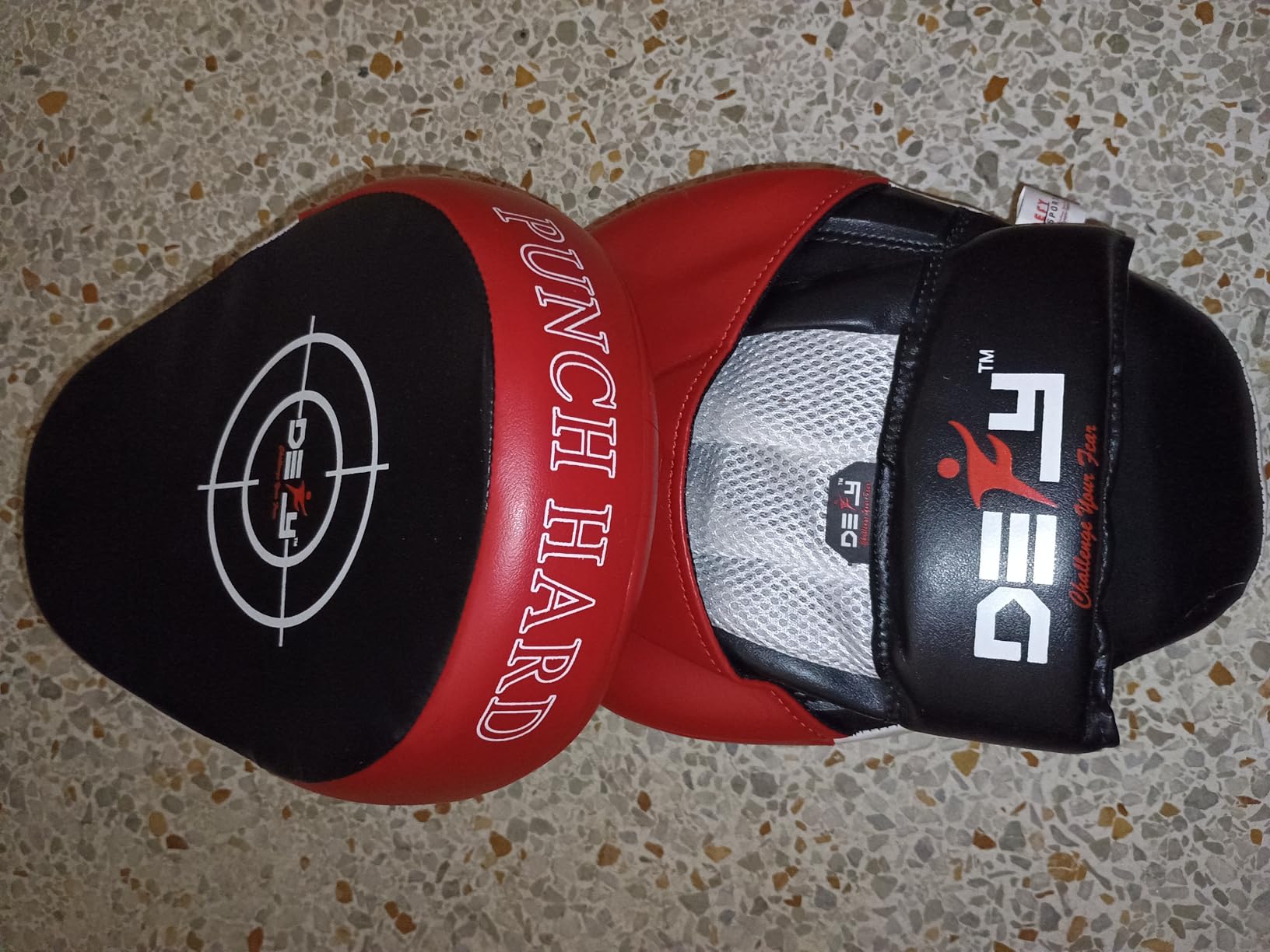 DEFY MMA Muay Thai Boxing Focus Mitts - Premium Leather Hook & Jab Punching Pads - Curved Focus Mitts for Strike & Kick Training Shield (Pair) customer photo 2