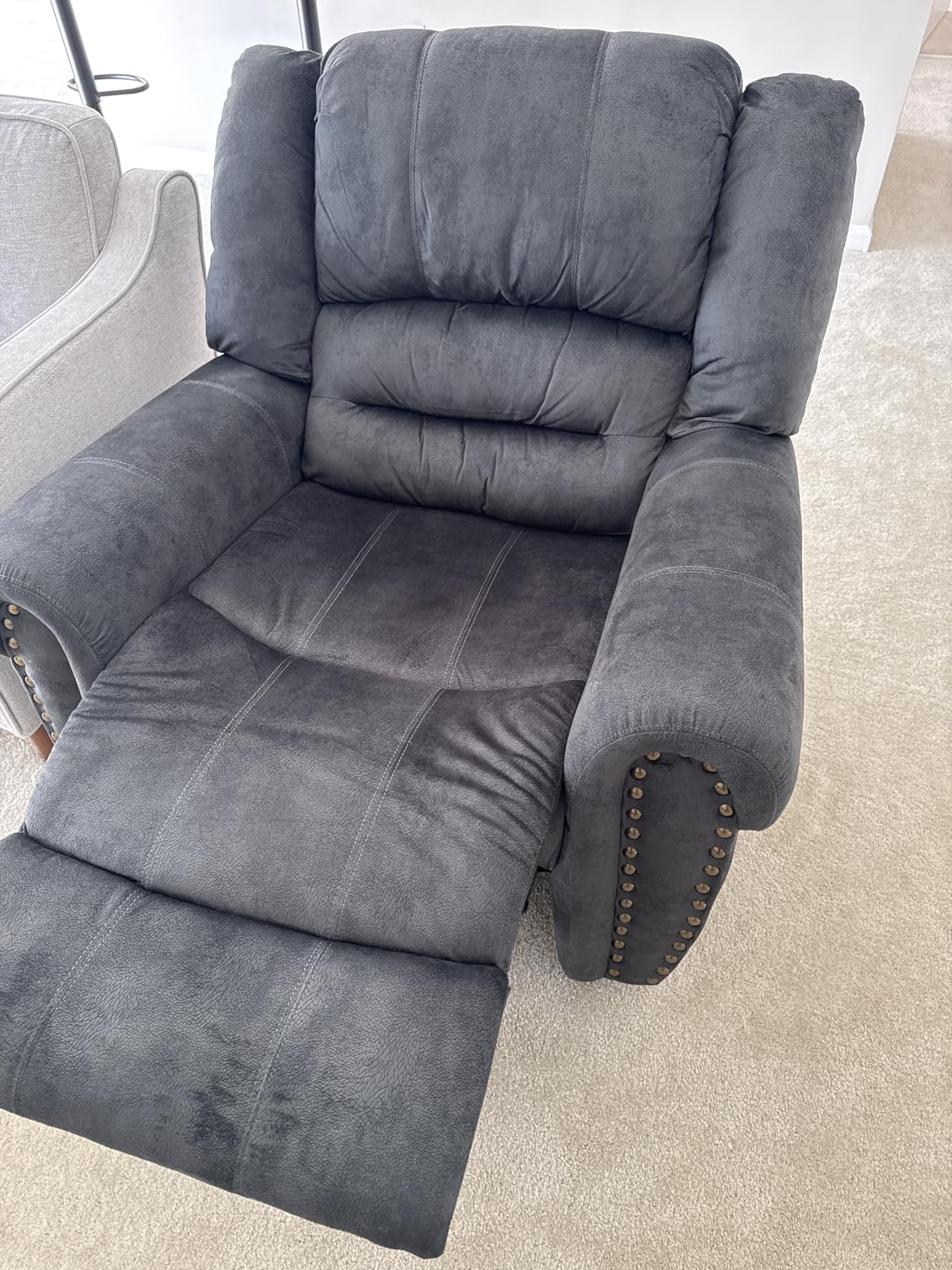 CANMOV Leather Recliner Chair, Classic and Traditional Manual Recliner Chair with Comfortable Arms and Back Single Sofa for Living Room, Nut Brown customer photo 2