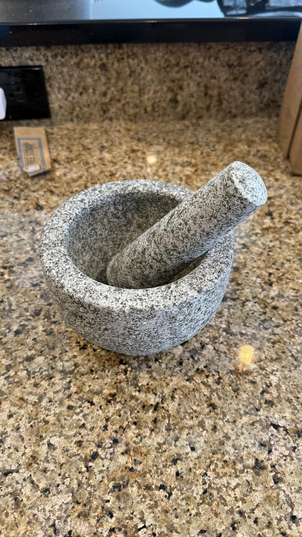 GORILLA GRIP 100% Natural Granite Stone Mortar and Pestle Set, Non-Scratch Base, Heavy Duty Unpolished Molcajete Guacamole Salsa Bowl, 1.5 Cup Gray customer photo 1