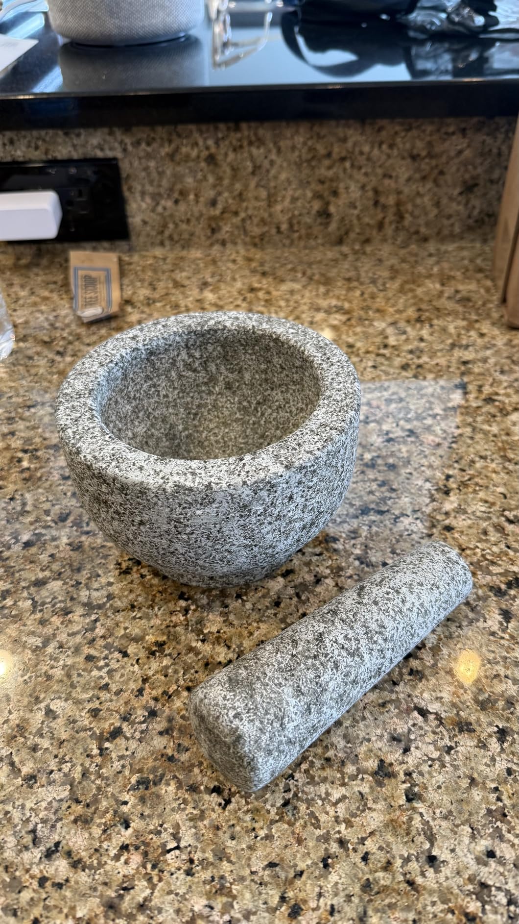 GORILLA GRIP 100% Natural Granite Stone Mortar and Pestle Set, Non-Scratch Base, Heavy Duty Unpolished Molcajete Guacamole Salsa Bowl, 1.5 Cup Gray customer photo 2