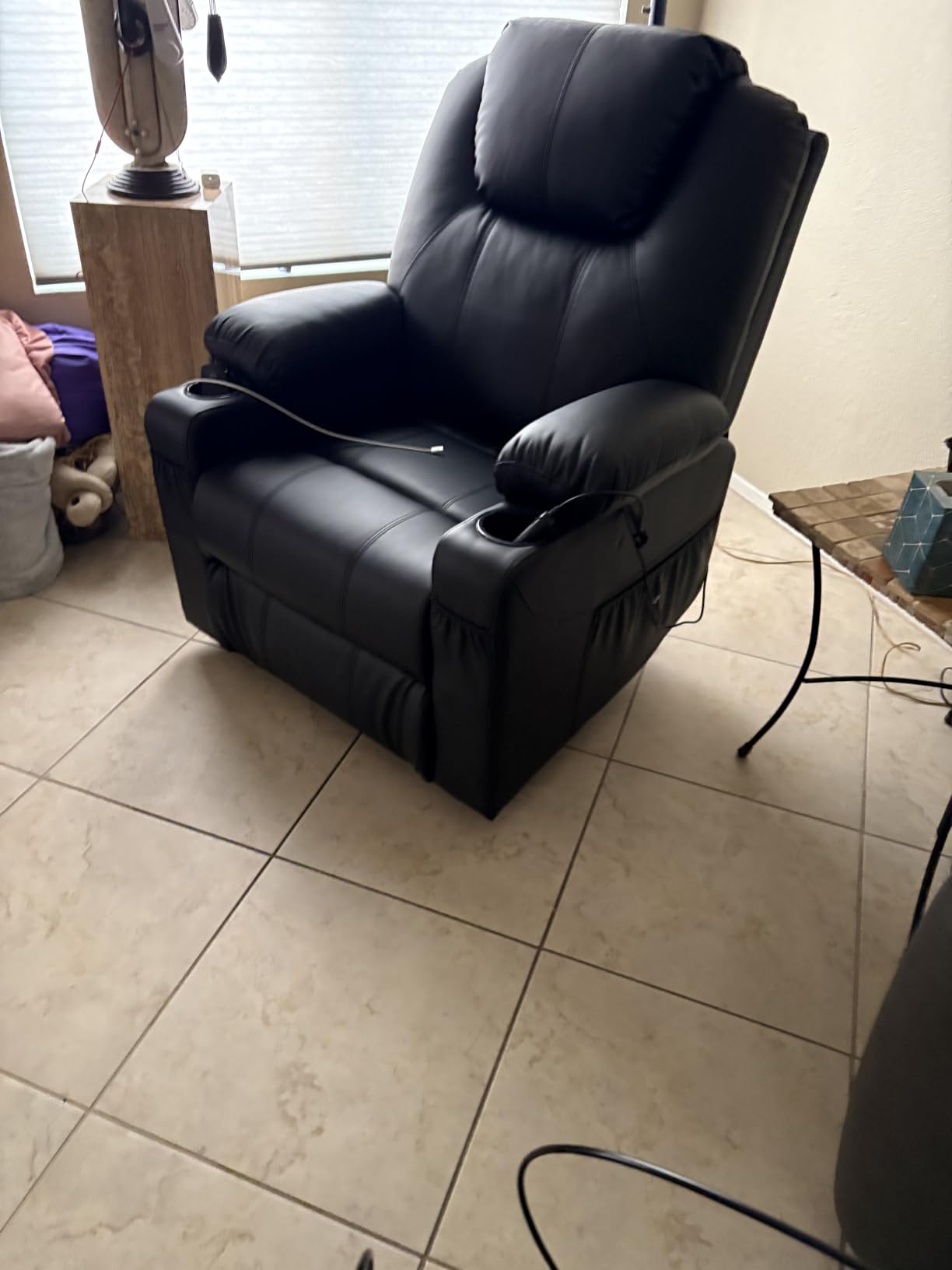 MCombo Power Lift Recliner Chair for Elderly, Heat and Massage 7040 (Medium) | FSC Certified, Multiple Sizes, USB & Type C Charging Port, Cup Holders, Side Pockets, Dark Brown Faux Leather customer photo 1