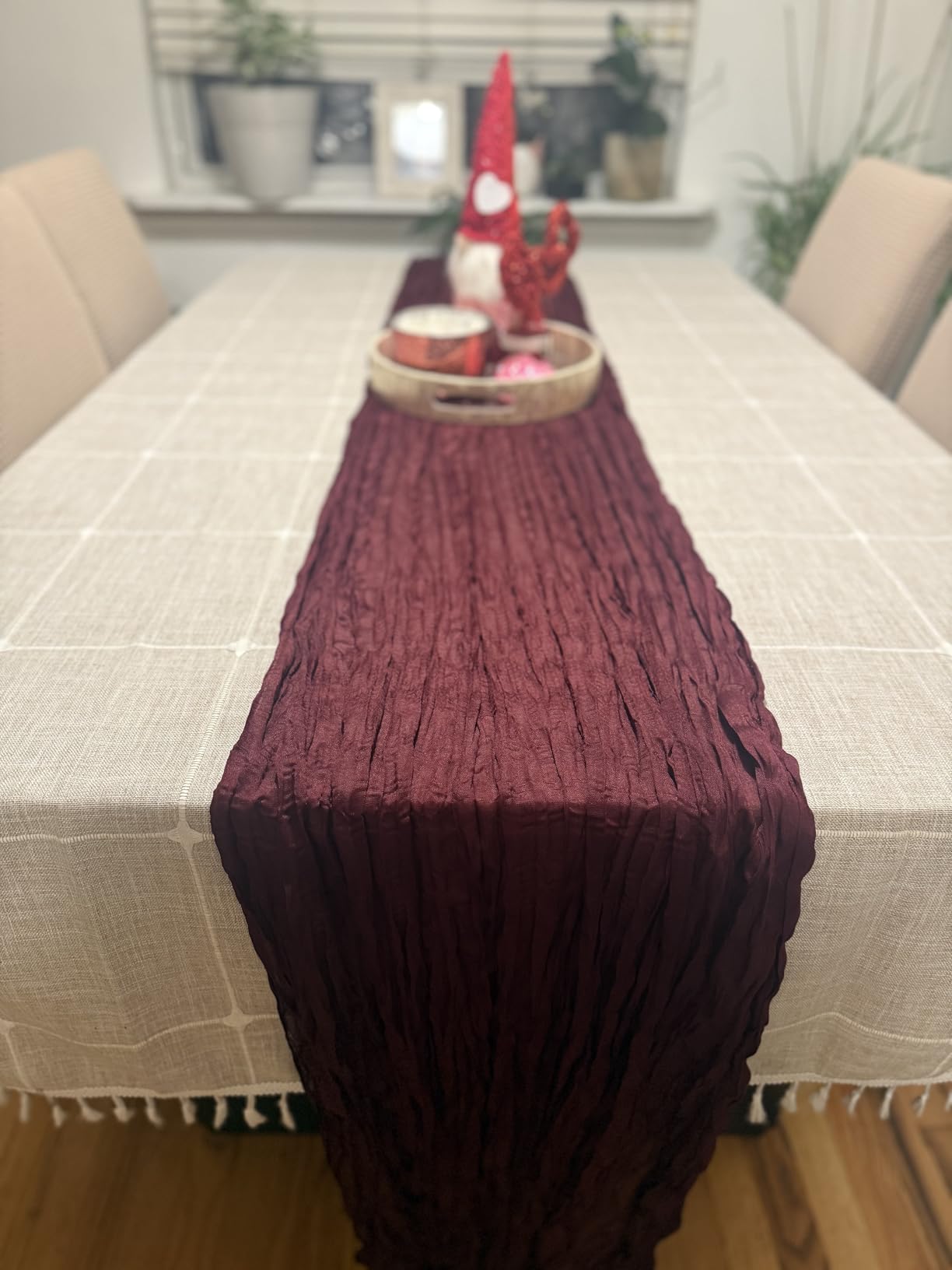 Deep Dream Tablecloths, 55 x 86 Inch Waterproof Table Cloth, Linen Wrinkle Free Anti-Fading, Rustic Table Cover for Kitchen Dining (Rectangle, 6-8 Seats, Light Coffee) customer photo 2