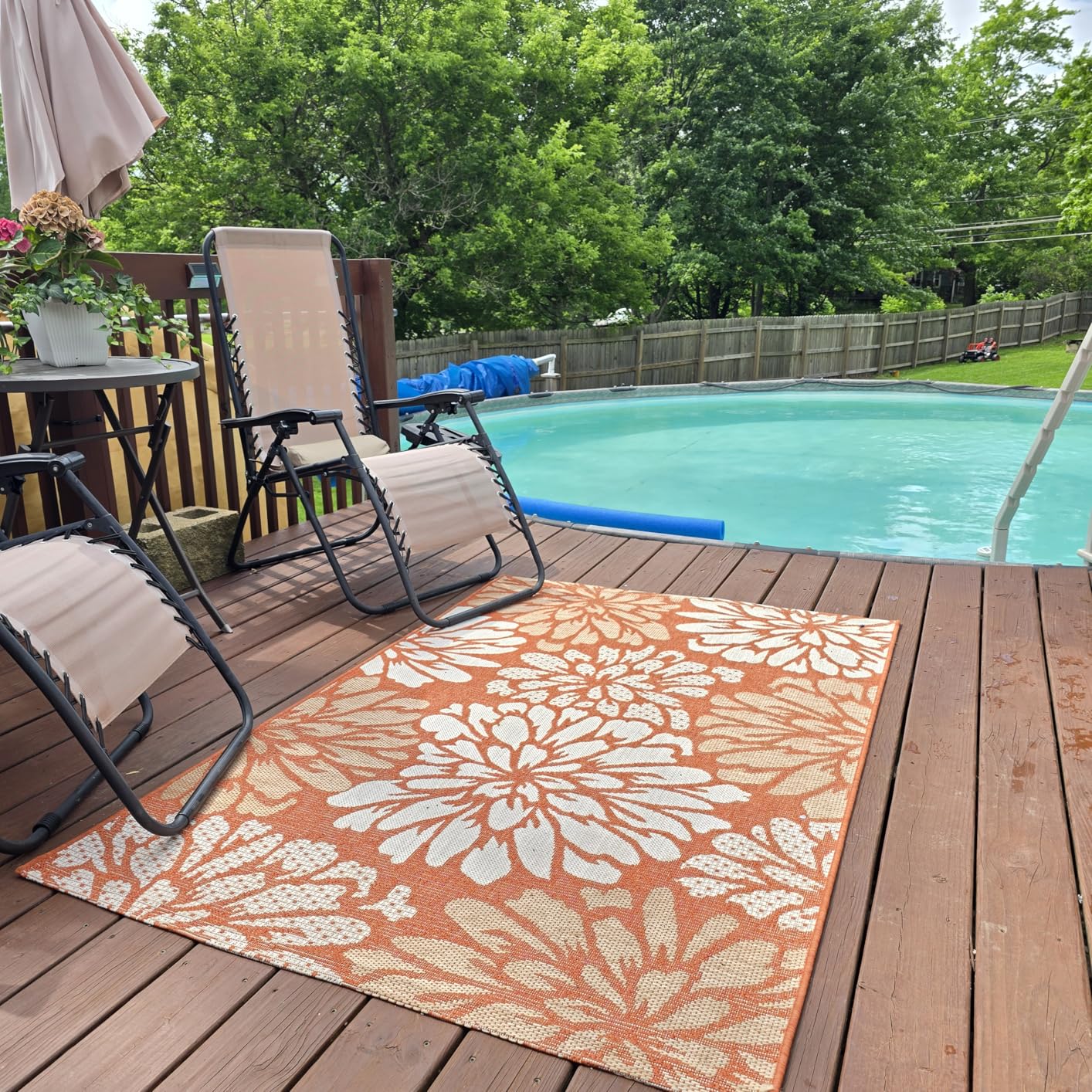 JONATHAN Y Floral Textured Weave Indoor Outdoor Area Rug 8X10 Navy/Aqua, Zinnia Modern for Backyard, Patio, Porch, Easy-Cleaning, High Traffic, Pet-Friendly, Non-Shedding customer photo 2
