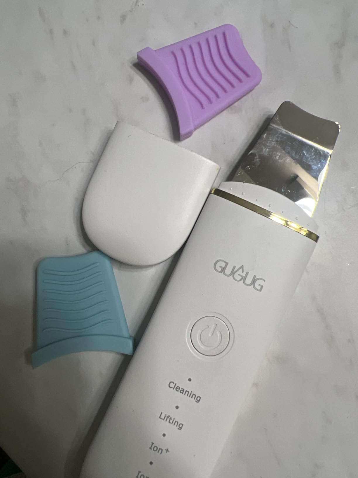 GUGUG Skin Scrubber Face Spatula Skin Spatula Pore Cleaner Blackhead Remover Tools for Facial Deep Cleansing-4 Modes -White customer photo 1
