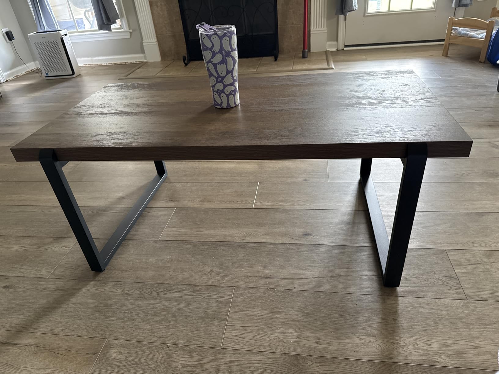FOLUBAN Rustic Coffee Table, Modern Wood and Metal Industrial Center Table for Living Room, 47 Inch Oak customer photo 1