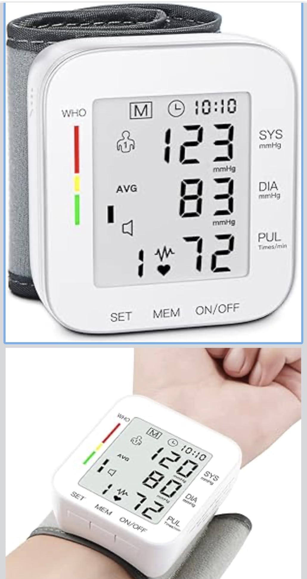 MMIZOO Wrist Blood Pressure Monitor Large LCD Display BP Machine Adjustable Cuff 5.31-7.68 inch Automatic 99x2 Sets Memory with Carrying Case for Home Use (White) customer photo 1