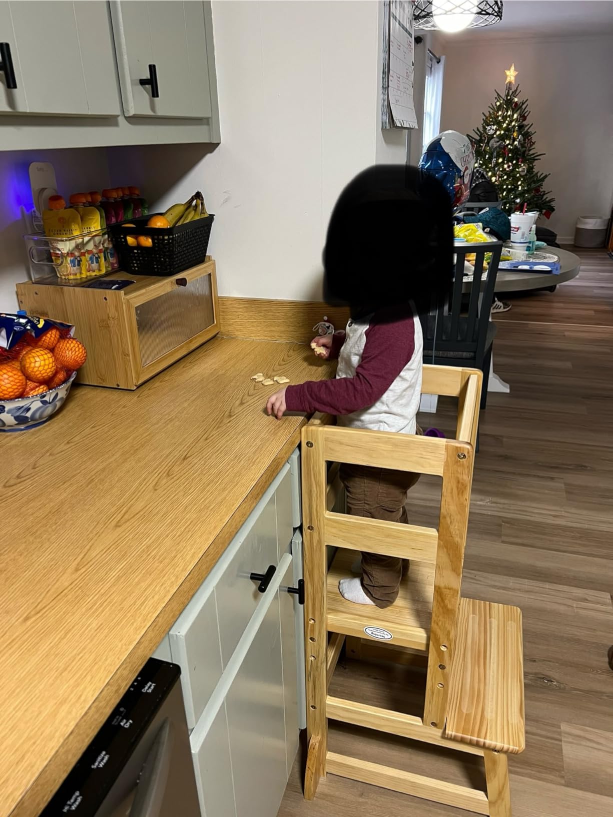 SDADI Mother's Helper Adjustable Height Kitchen Step Stool, Children Kids Toddlers Counter Level Learning Stool for Kitchen and Bathroom, White customer photo 2