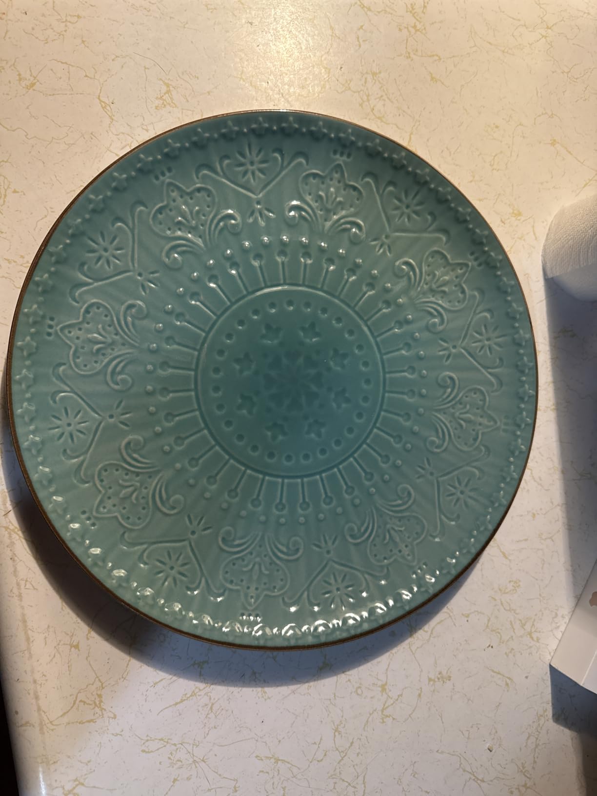 Elama Sea Foam Mozaic 16 Piece Round Stoneware Dinnerware Set in Sea Green customer photo 1
