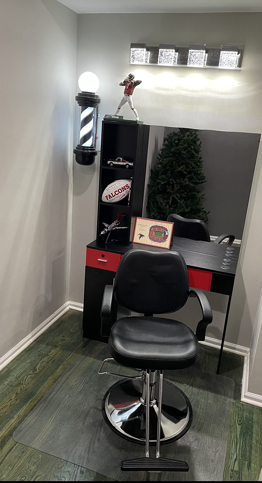Artist hand Wall Mount Salon Station Barber Stations Styling Station Barber Beauty Spa Salon Equipment Set with Mirror, Left Shelf (Black) customer photo 2