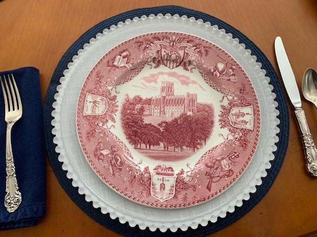 Ms Lovely Cross-stitch Pattern Glass Charger 13 Inch Dinner Plate With Beaded Rim - Set of 4 - Gold customer photo 1