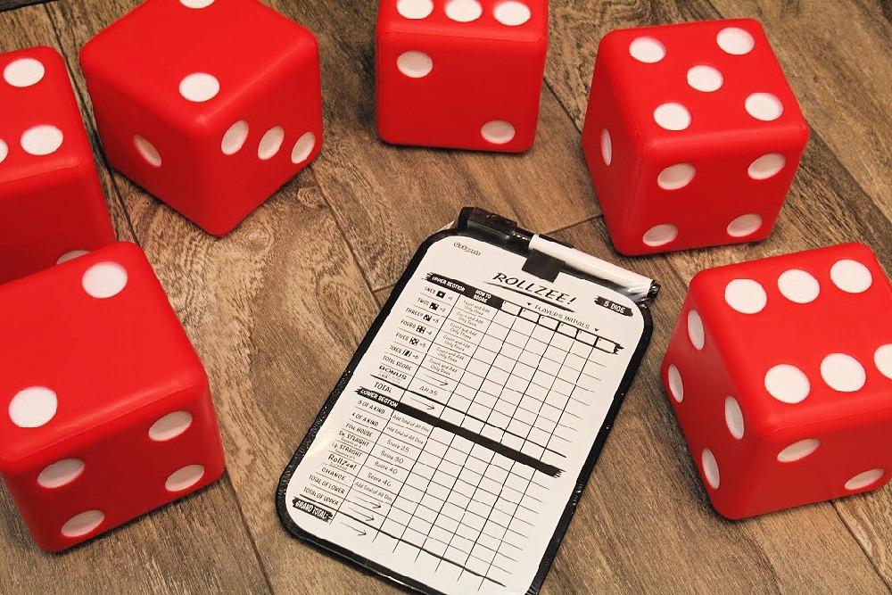 GoSports Giant 3.5 Inch Red Foam Playing Dice Set with Scoreboard (Includes 6 Dice, Dry-Erase Scoreboard and Carrying Case) customer photo 1