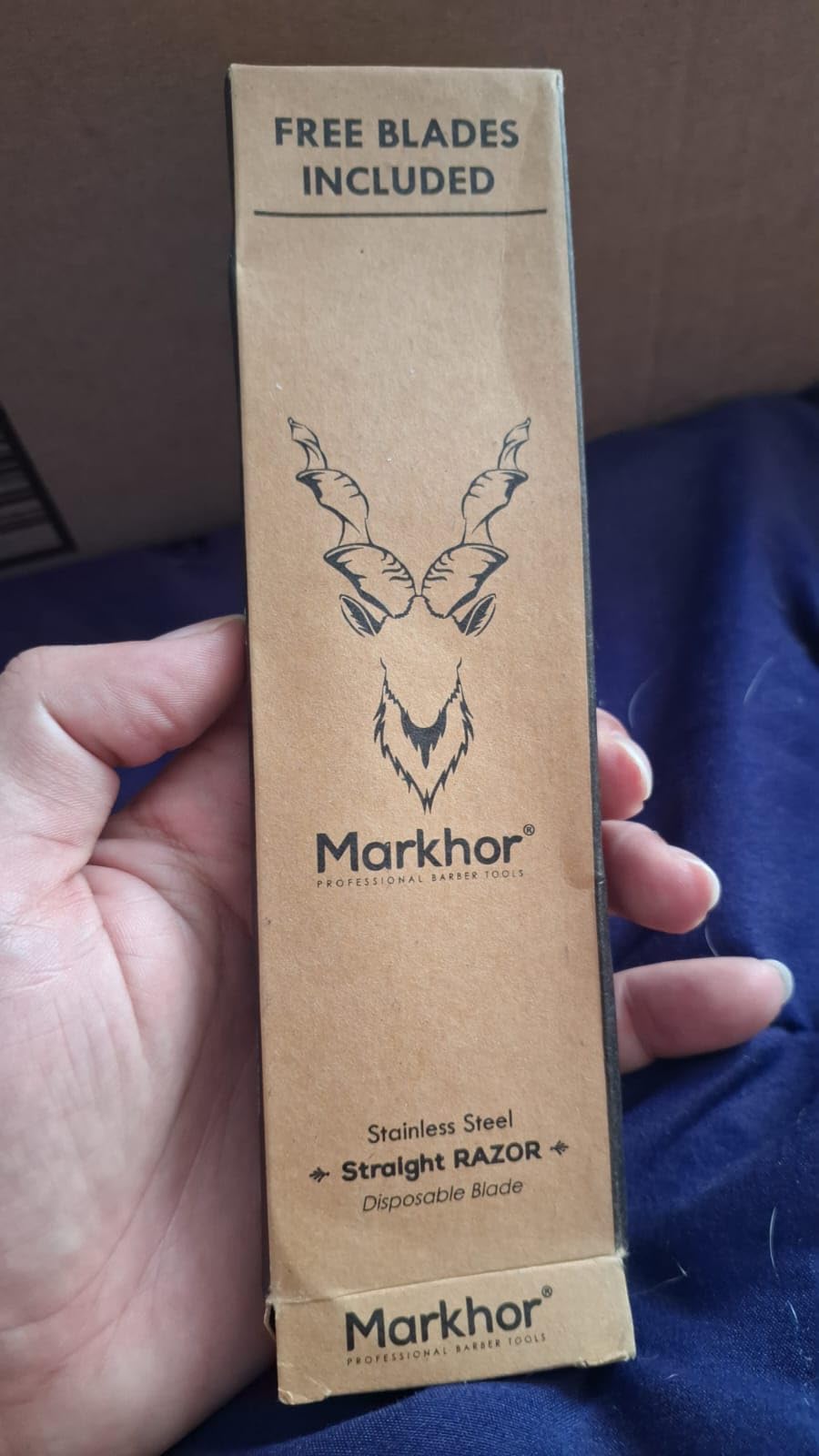 Markhor Straight Razors for Men with 100 Single Edge Razor Blades | Matte Black with 24k Gold Platted Barber Straight Razor | Straight Edge Razor | Barber Razor Blade | Navajas Para Barbero customer photo 1