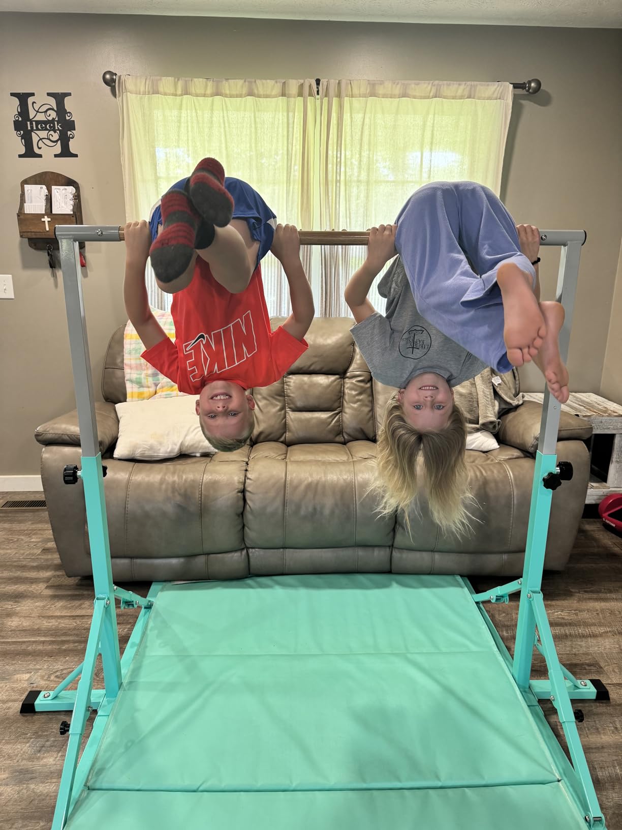 Marfula Gymnastic Bar For Kid and Teenage of 3-25, 5Ft/8 FT Base Length 4Ft Width 5Ft Adjust Height, Gymnastic Kip Bar For Gymnast, Gymnastic Training Equipment For Professional Training Home Club Use customer photo 1