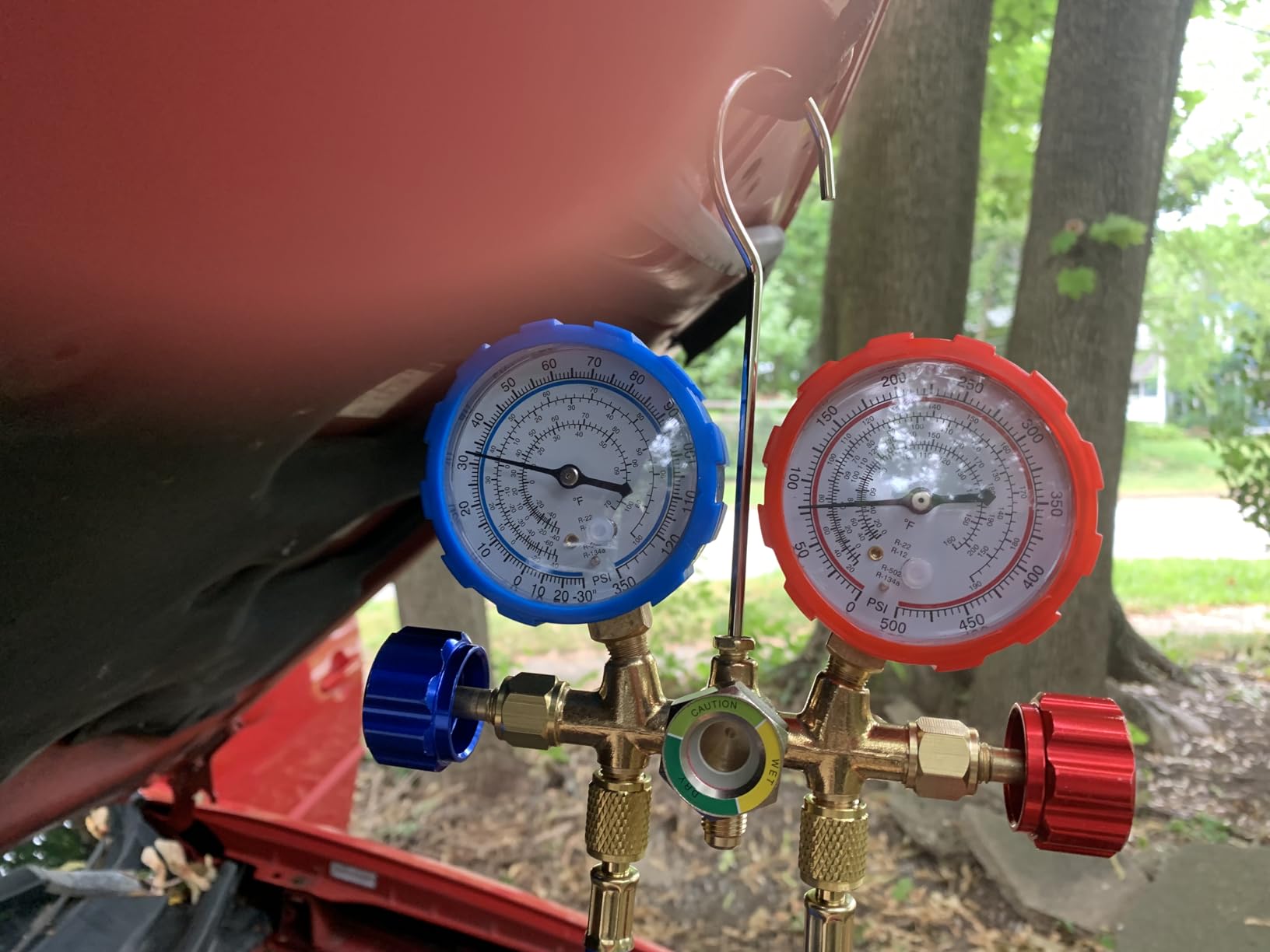 3 Way AC Manifold Gauge Set, Fits for R134A R12 R22 and R502 Refrigerants, with 5FT Hose, Acme Tank Adapters, Quick Couplers and Can Tap customer photo 2