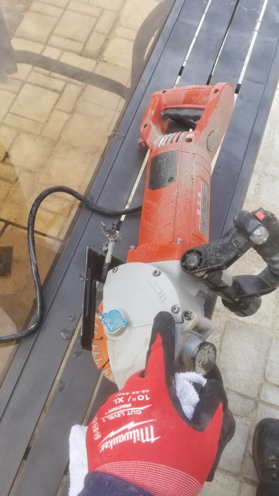 Wall Grooving Machine, Channels Cutter, Concrete Cutting Machine for Cutting Slotting Marble Concrete Grooves 110V(Red) customer photo 1