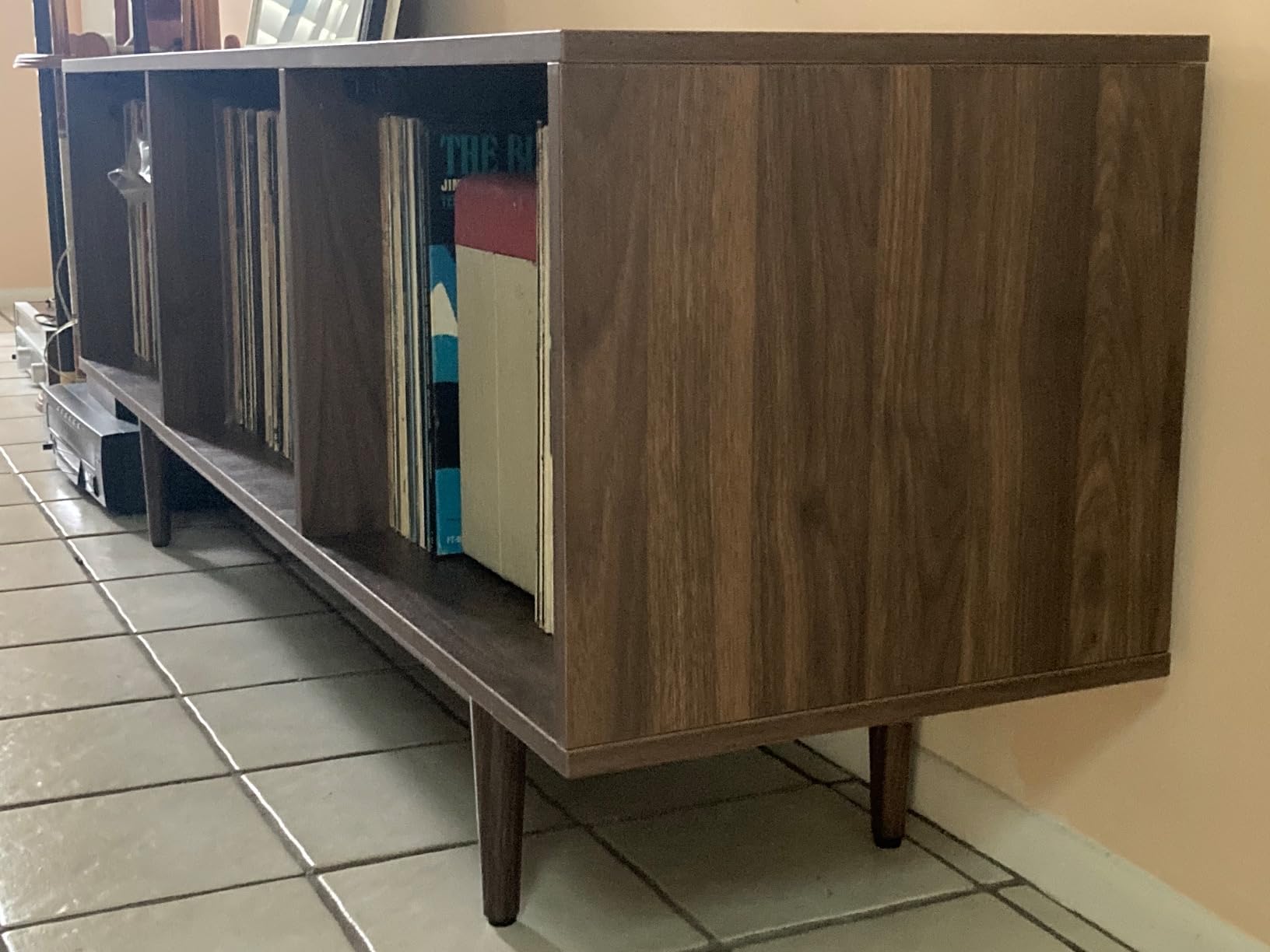 Crosley Furniture Liam Medium Vinyl Record Storage TV Stand and Entertainment Center, Media Console, Walnut customer photo 1