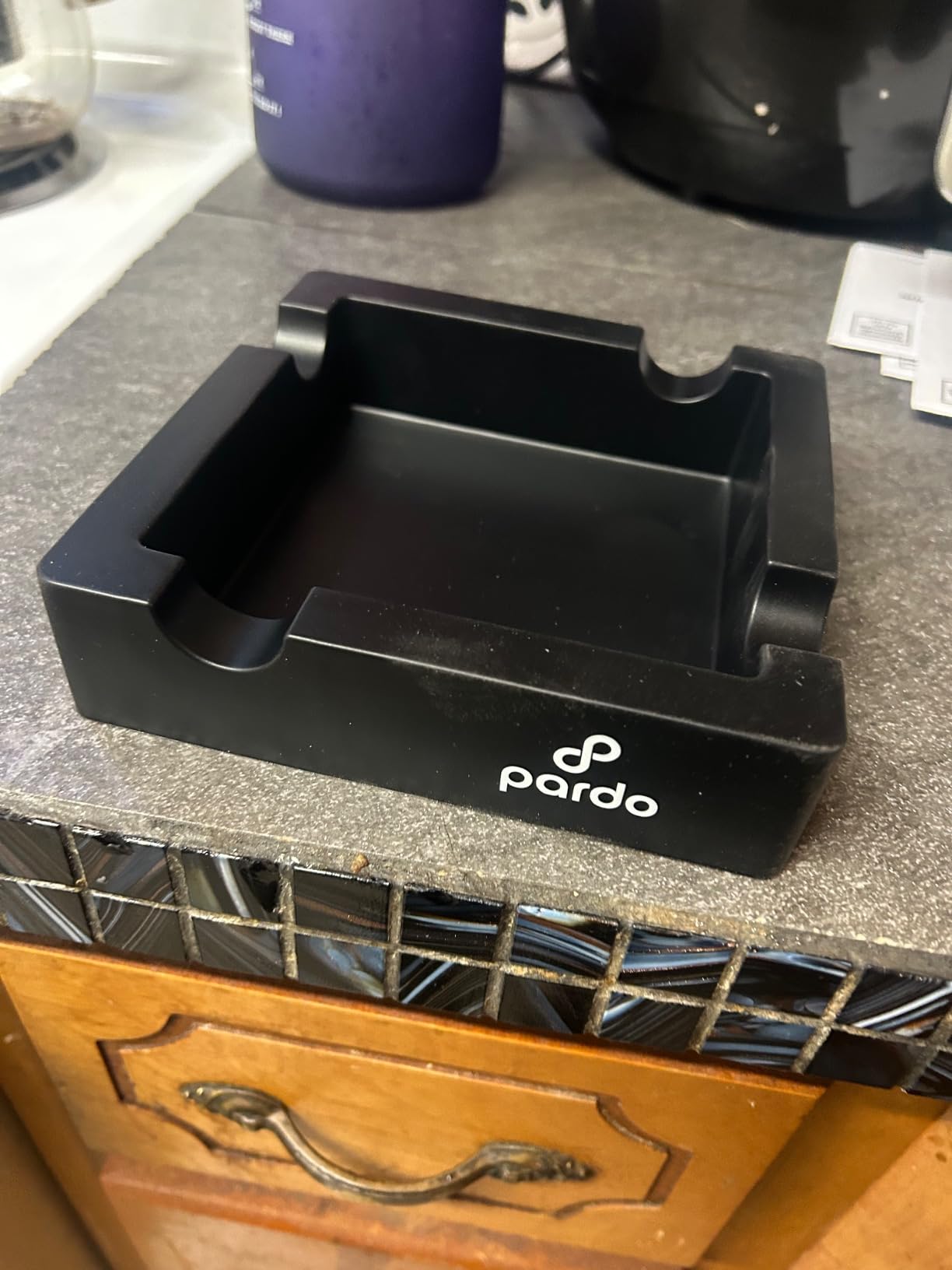 Pardo Cigar Unbreakable Cigar Ashtray for Outdoors - Large Ring Gauge Designed - Square Matte Black - Ideal for Large Cigars - Indoor/Outdoor Use - 4 Holder Design - 6x6x1.5 inches customer photo 1