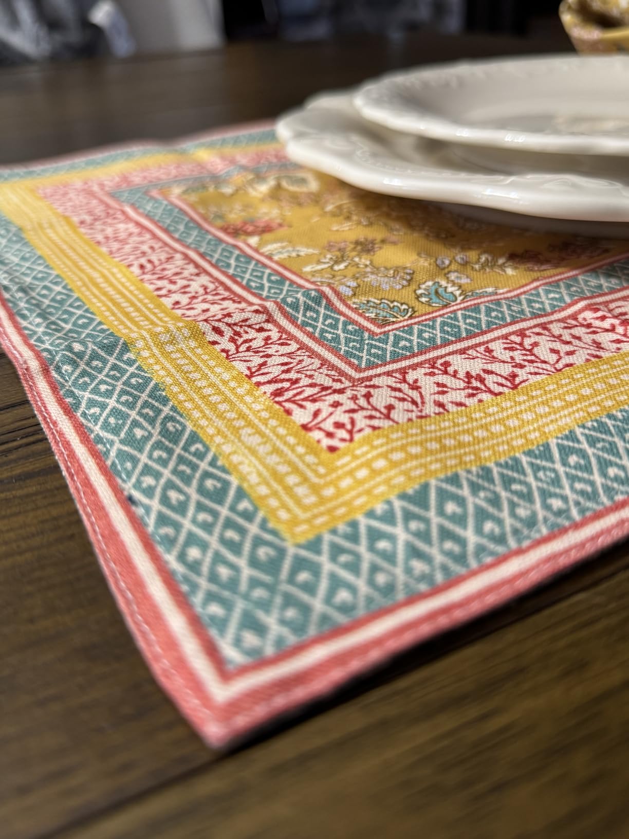 Maison d' Hermine Placemats Set of 4 100% Cotton Washable Cloth Place Mats Reusable Table Mats for Kitchen Dining Party Wedding Hotel Home Restaurant (Marquise, 13