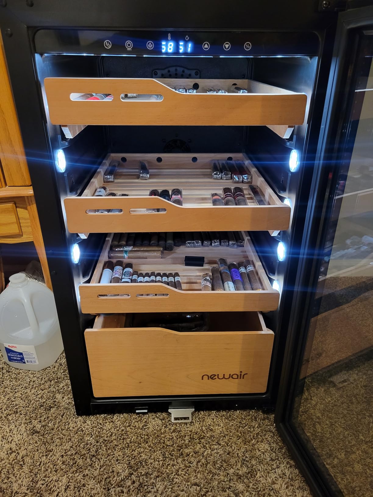 NewAir 840 Count Electric Cigar Humidor Cabinet | Freestanding Cigar Cooler with Spanish Cedar Drawers, Electronic Humidity & Temperature Control | LED Lighting and Opti-Temp Heating & Cooling customer photo 1
