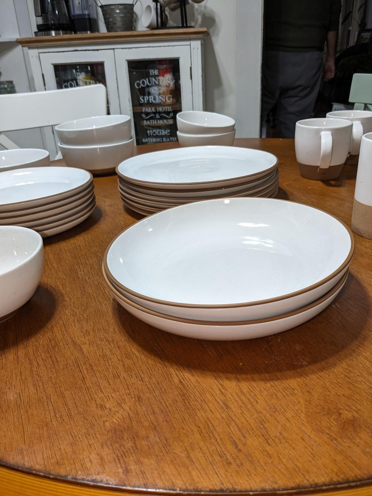 Mora Ceramic Large Pasta Bowls 30oz, Set of 4 - Serving, Salad, Dinner, etc Plate/Wide Bowl - Microwave, Oven, Dishwasher Safe Kitchen Dinnerware - Modern Porcelain Stoneware Dishes, Vanilla White customer photo 2