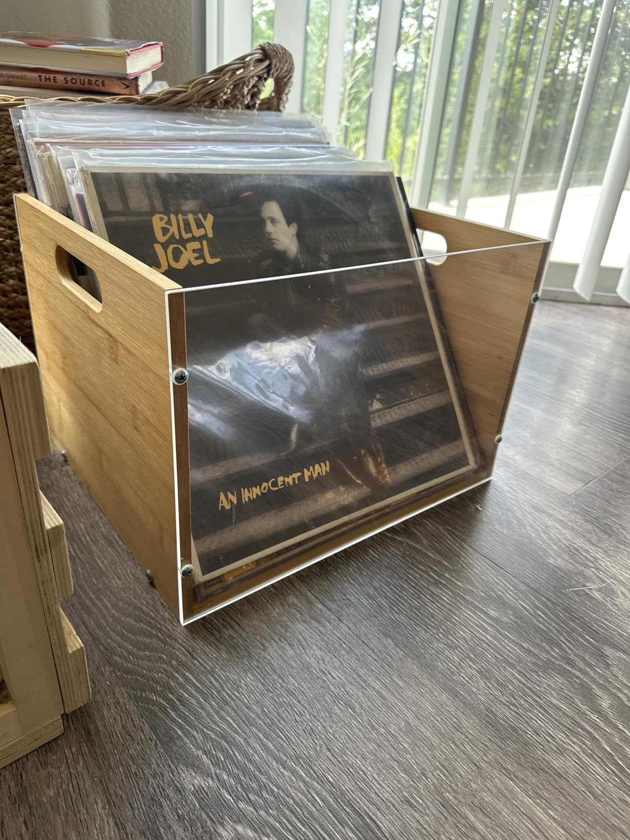 X-cosrack Vinyl Record Storage Crate, Visible Acrylic & Bamboo Vinyl Record Holder with Handle, Record Crates for Vinyl LP Album Magazine, Cube Box Storage and Organizer customer photo 1