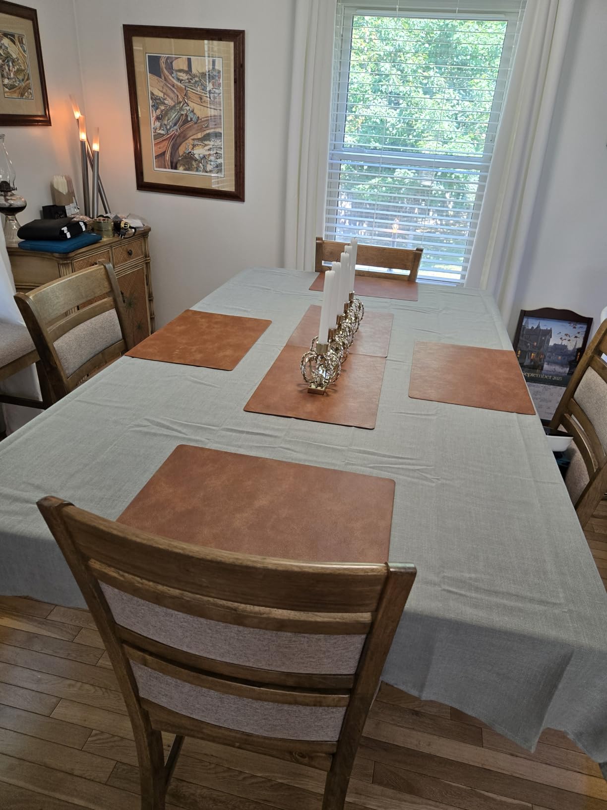 H.VERSAILTEX Linen Textured Table Cloths 60 x 120 Inch Premium Solid Tablecloth Spill-Proof Waterproof Table Cover, Extra Soft and Thick Fabric Wrinkle Free, Taupe customer photo 2