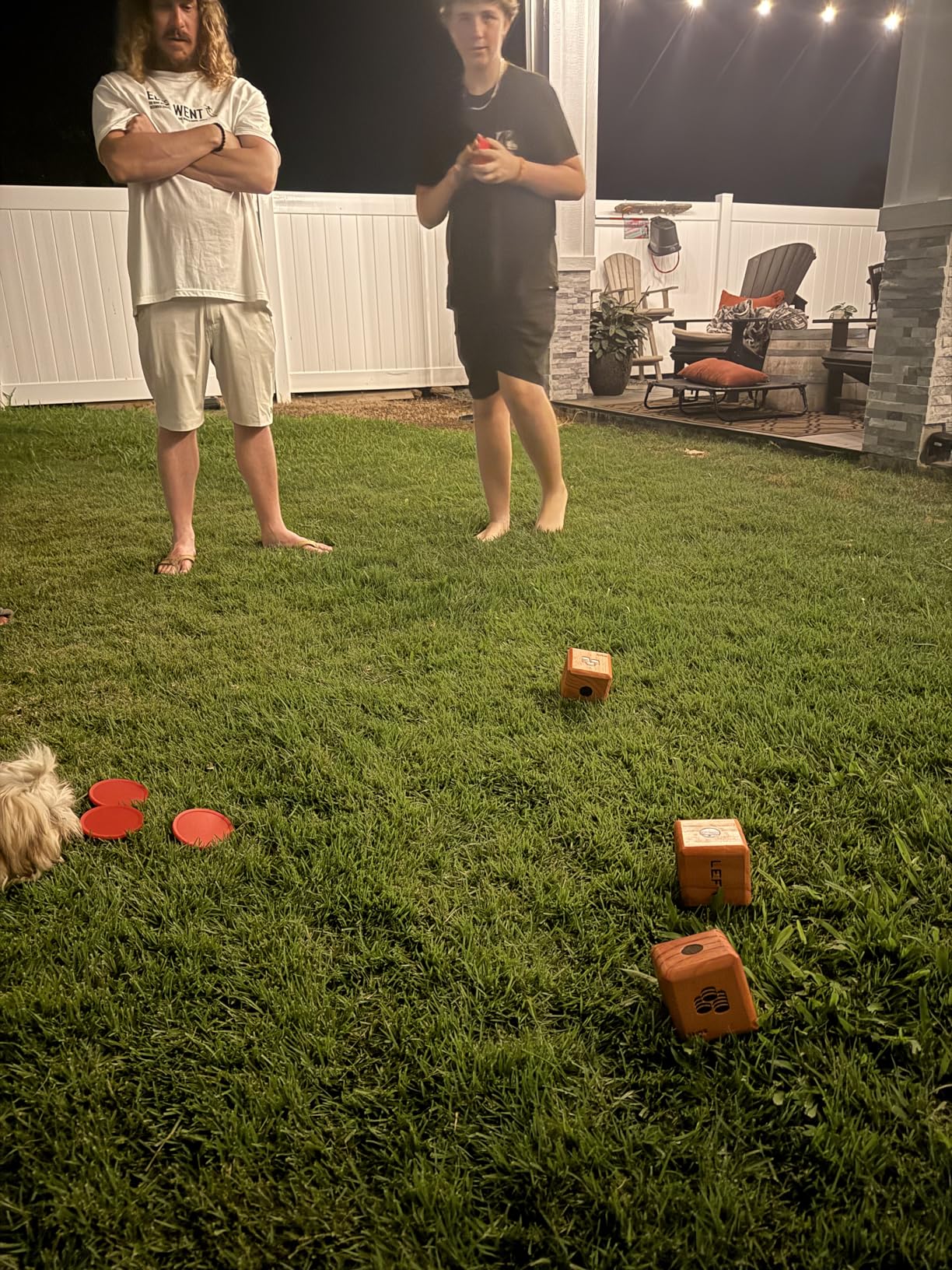 SWOOC Games® - Giant Right Center Left Dice Game (All Weather) with 24 Large Chips & Carry Bag - Jumbo Wooden Lawn Game - Big Backyard Games for Family - Indoor/Outdoor - Left Right Center Dice Set customer photo 1