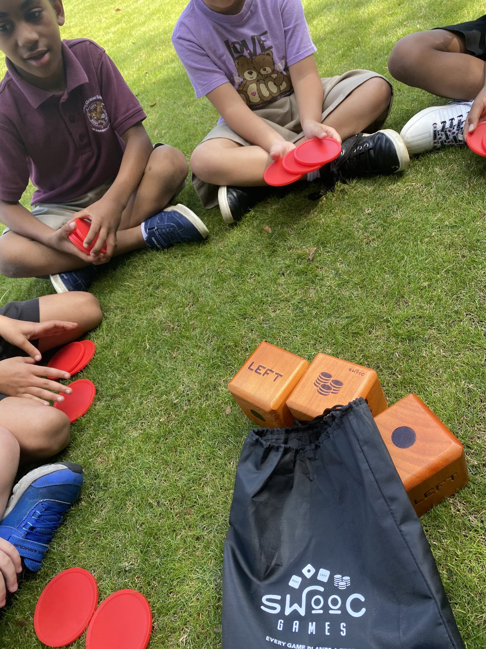 SWOOC Games® - Giant Right Center Left Dice Game (All Weather) with 24 Large Chips & Carry Bag - Jumbo Wooden Lawn Game - Big Backyard Games for Family - Indoor/Outdoor - Left Right Center Dice Set customer photo 2