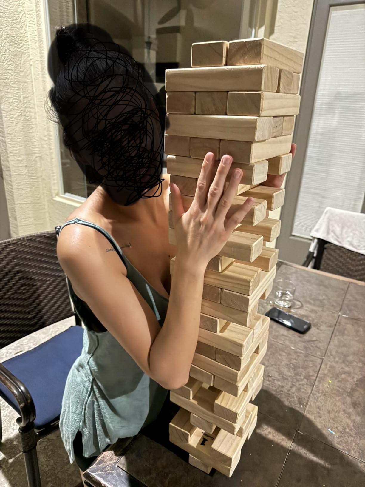 Outdoor Games Large Wooden Tower Stacking Game - 54 Premium Pine Blocks Stack up to 4FT with Custom Rules Board & Heavy Duty Carry Bag customer photo 1