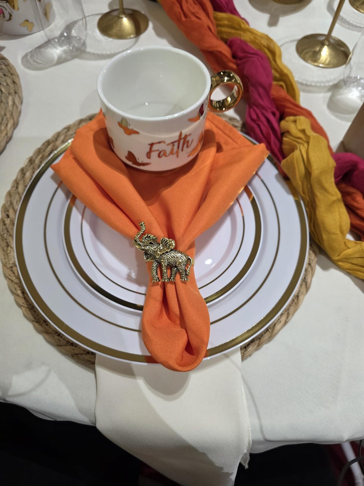 PLOYMONO White Heavy Duty Cloth Napkins - 17 x 17 Inch Solid Washable Polyester Dinner Napkins - Set of 8 Napkins with Hemmed Edges - Great for Weddings, Parties, Banquets Dinner & More customer photo 2