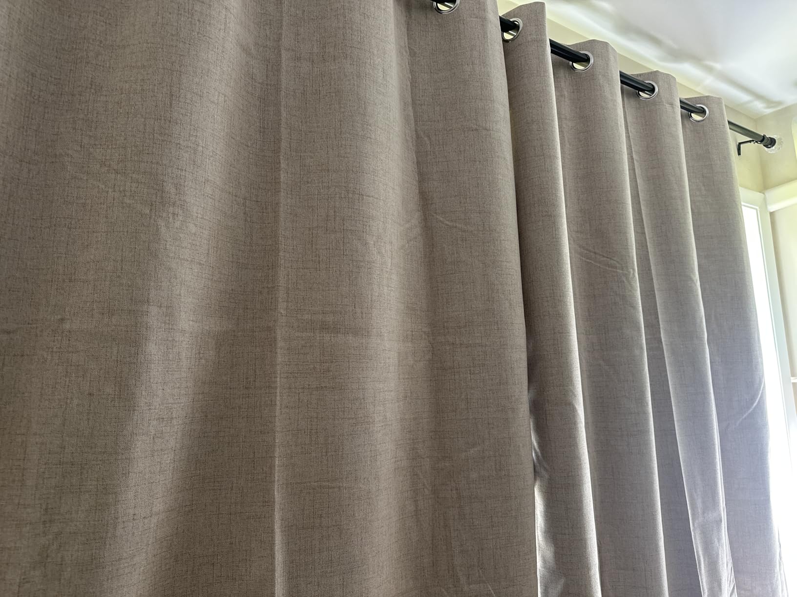 MIULEE 100% Blackout Linen Textured Curtains for Bedroom Solid Thermal Insulated Natural Beige Grommet Room Darkening Curtains & Drapes Luxury Decor for Living Room 52 x 84 Inch (2 Panels) customer photo 2