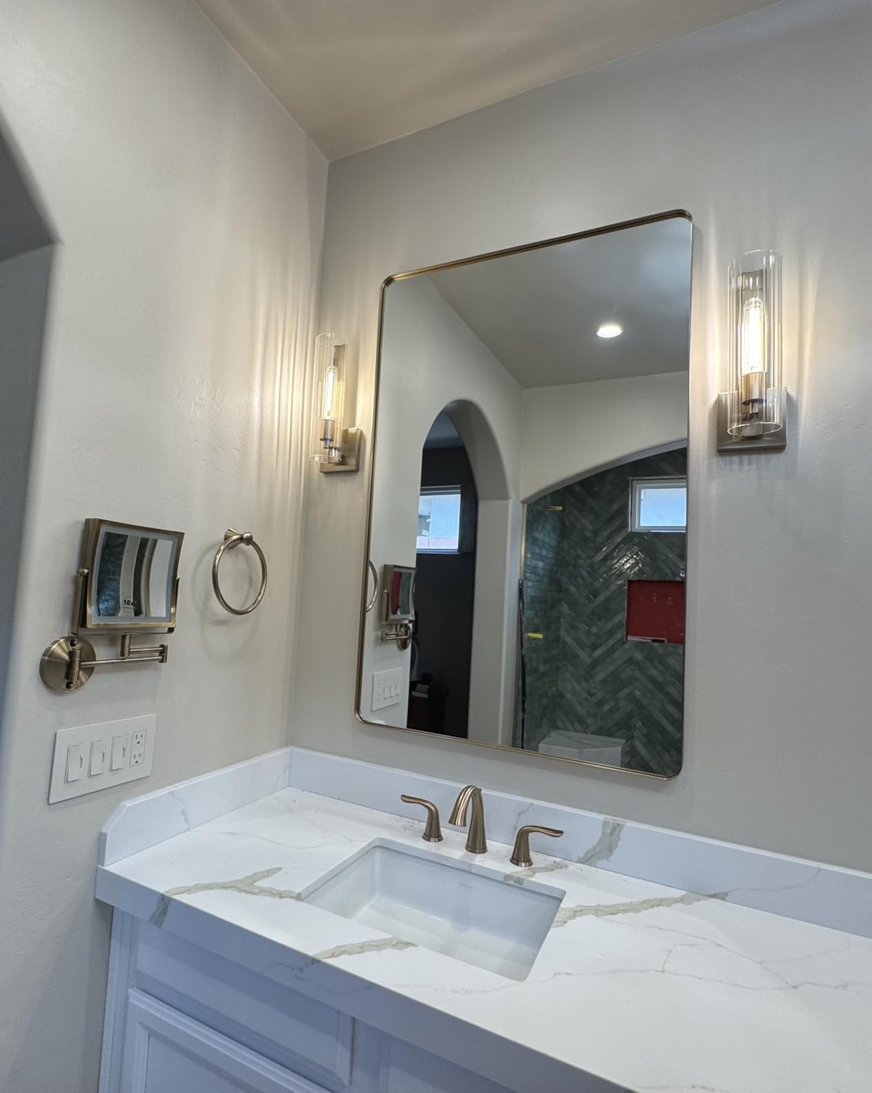LOAAO Black Metal Framed Bathroom Mirror for Wall, 24X36 Inch Rounded Rectangle Mirror, Matte Black Bathroom Vanity Mirror Farmhouse, Anti-Rust, Hangs Horizontally or Vertically customer photo 1