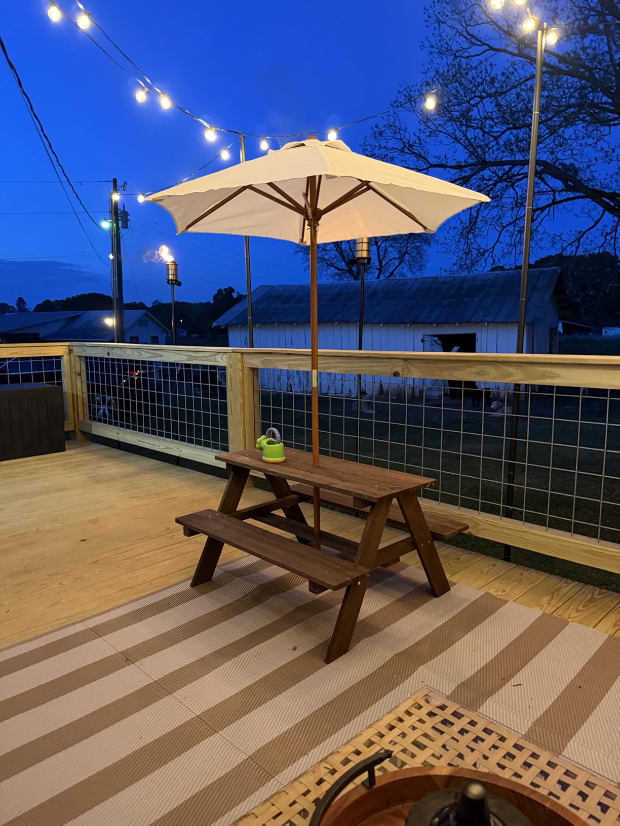 HONEY JOY Kids Picnic Table, Outdoor Wooden Bench Set w/Removable Umbrella, Children Backyard Furniture for Patio Garden, Toddler Picnic Table for Outdoors, Gift for Boys Girls, Walnut customer photo 2