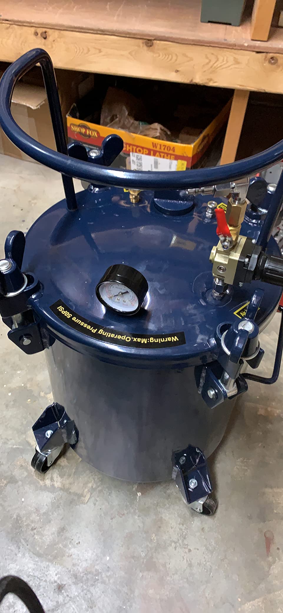 TCP Global 10 Gallon (38 Liter) Heavy Duty Steel Pressure Pot for Resin Casting with Clamp on Lid, Caster Wheels, Regulator, and Gauge - Pressure Pot for Epoxy Resin, Painting, and Autobody customer photo 2